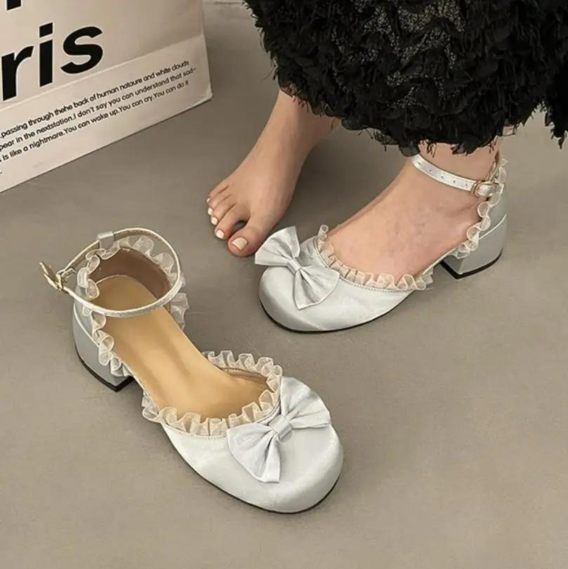 

Новые модные туфли-лодочки на толстом высоком каблуке, женские туфли Мэри Джейн, элегантные туфли с пряжкой и ремешком для офиса, вечеринки, модельные туфли с ремешками и бантом, вечерние туфли