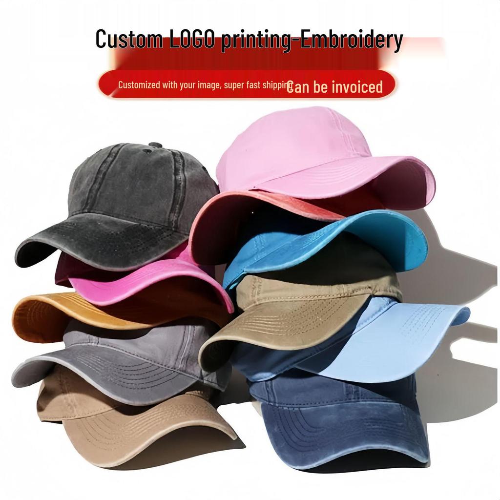 Retro Distressed Embroidered Duckbill Baseball Cap Sunshade for Men