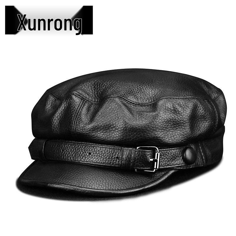 Retro Leather Duckbill Cap - Unisex Trendy European & American Style Flat Top Hat