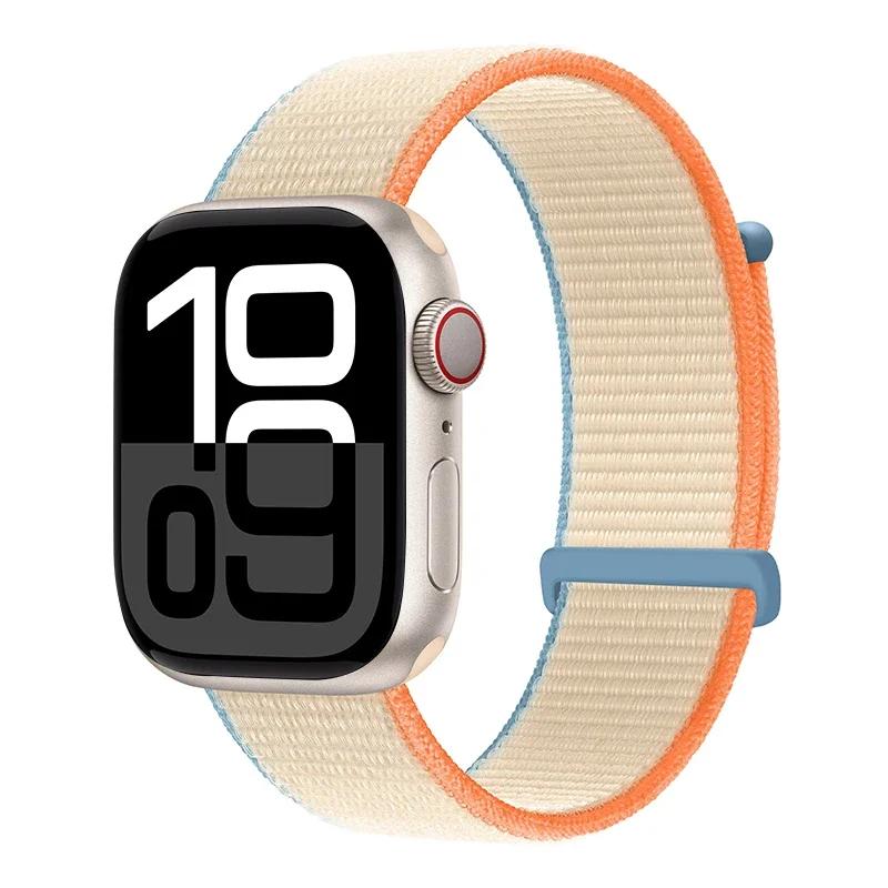 Laço de Nylon para Pulseira Apple Watch 46mm 45mm 44mm 49mm 46mm 40mm 41mm 38mm 42mm Correa Pulseira iWatch Série 6 Se 7 8 9 10 11 ultra1/2/3 pulseira