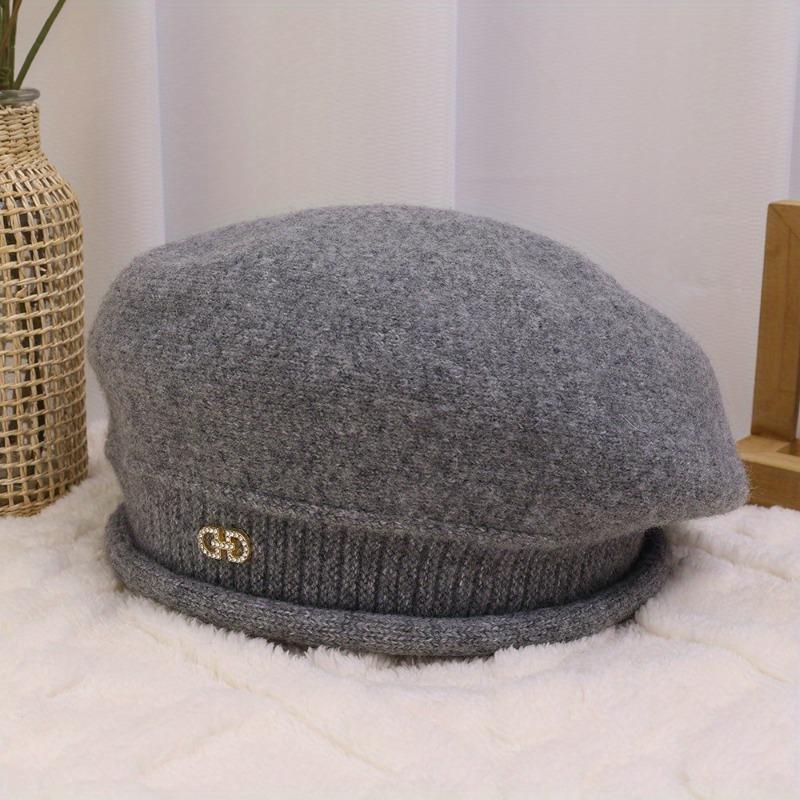 Autumn Winter Simple Premium Feel Sweet Cool Versatile British Painter Elegant Cute Style Beret Warm Windproof Solid Color Mushroom Pile Hat Cute Cap