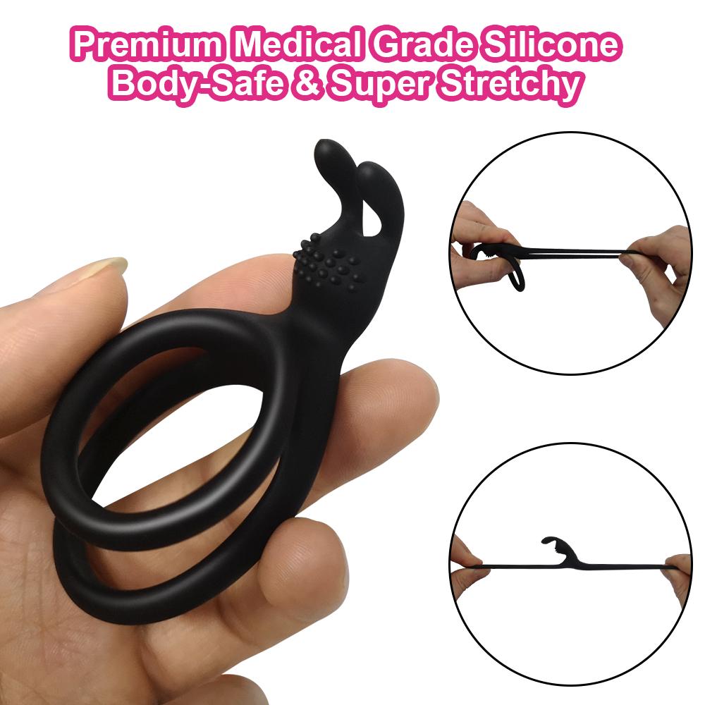 Penis Ring Ejaculation Delay Penis Ring Erection Ring 2 In 1 Men's Silicone Penis Ring Clit Stimulator for Men Couples