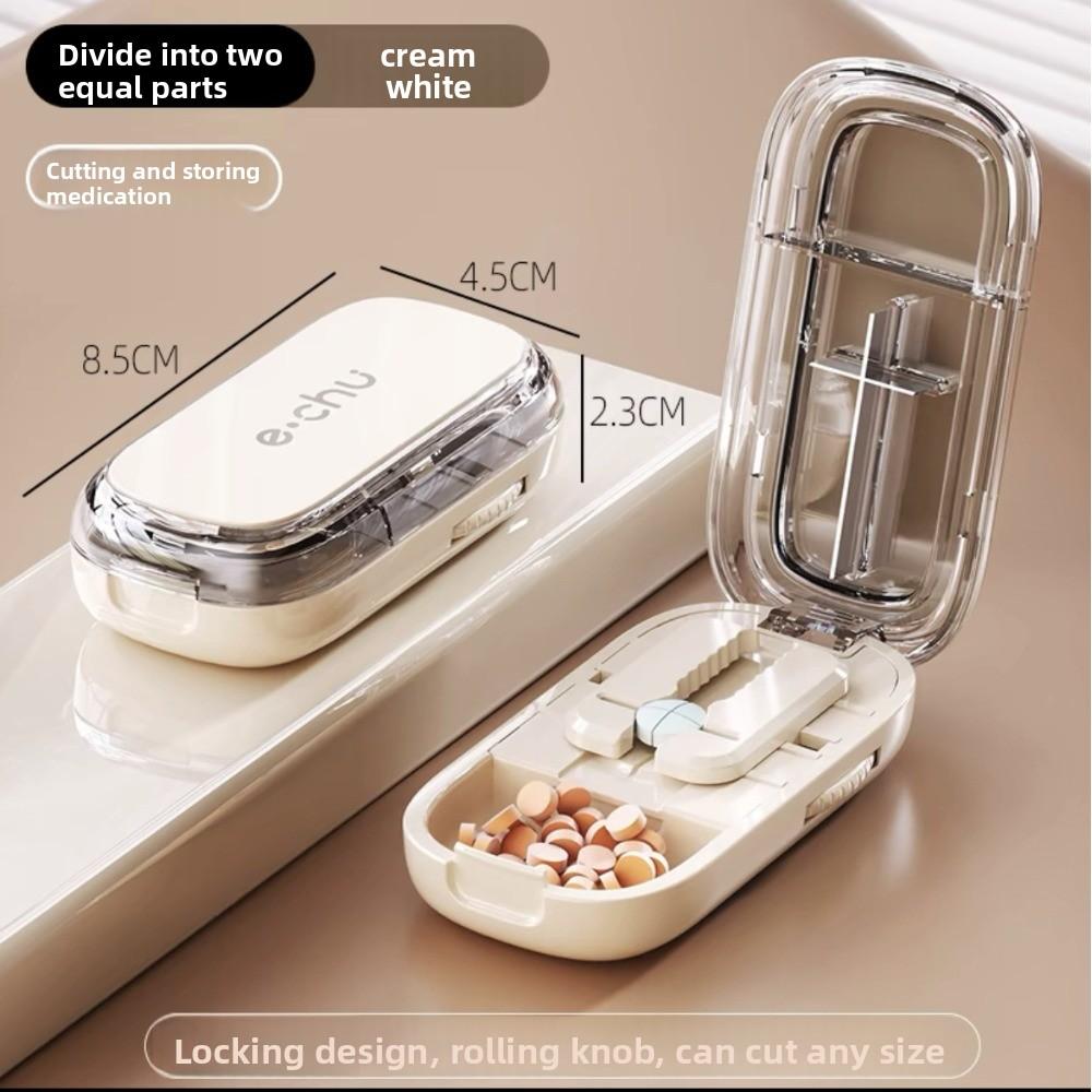 Pill Cutter Splitter Quarter Tablet Slicer Precise 1/2 1/3 1/4 Cut Portable Medicine Storage Box for Daily Use