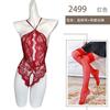 Sexy Hollow Breast Perspective Sex Underwear Pearl Breast Large Lace Open Door No-Take-Off Onesie
