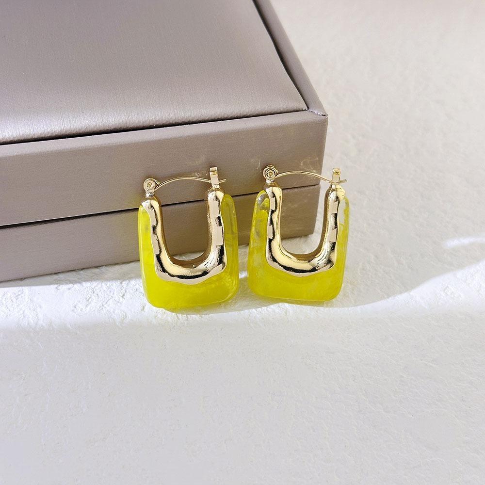 

Transparent Resin U Shaped Earrings Vintage Style Geometric Earrings Stud Earrings Women Jewelry