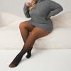 Plus Size Black Sheer Fleece Lined Tights Transparent Women's Semi-Transparent Warm Pantyhose Tights