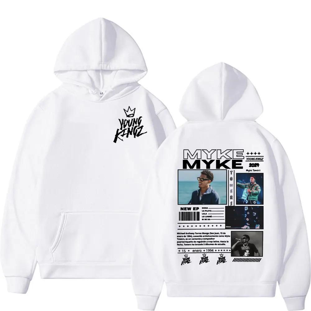 Rapper Myke Towers Men Plus Size Hoodie Hip Hop Rock Street Outdoor Casual Pop Long Sleeve Y2K Warm Fall Sweatshirt Clothing