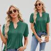 Maglietta Estiva da Donna Scollo a V Arricciata Manica Corta Raglan
