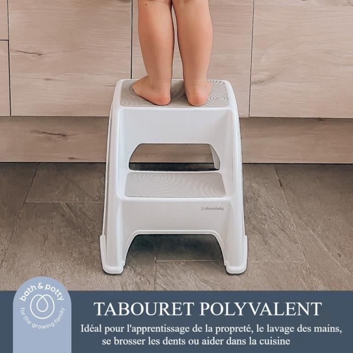Step Stool - DREAMBABY - Toddler &; Me 2 Up - Non-slip and Textured - Up To 135kg for Small Children and Adults - Grey