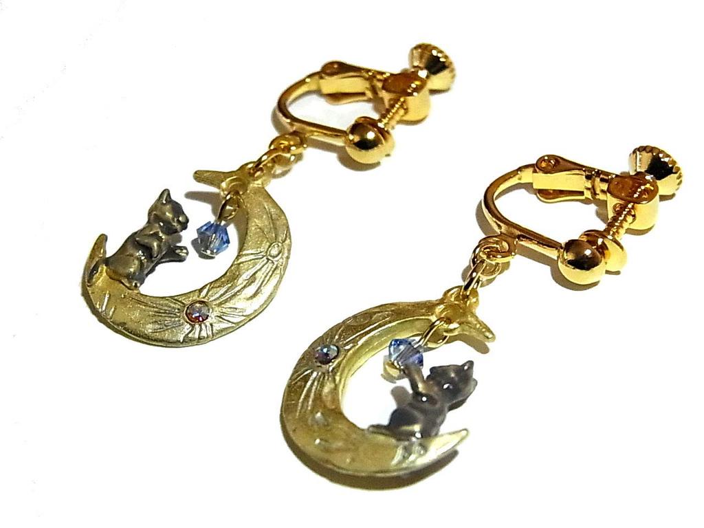 Palnart Poc Earrings Palnart Poc Cat Animal Cute Crescent Moon Accessories Jewelry Gift Women Female Girl Star Motif Birthday Star Flower 20s 30s Cute