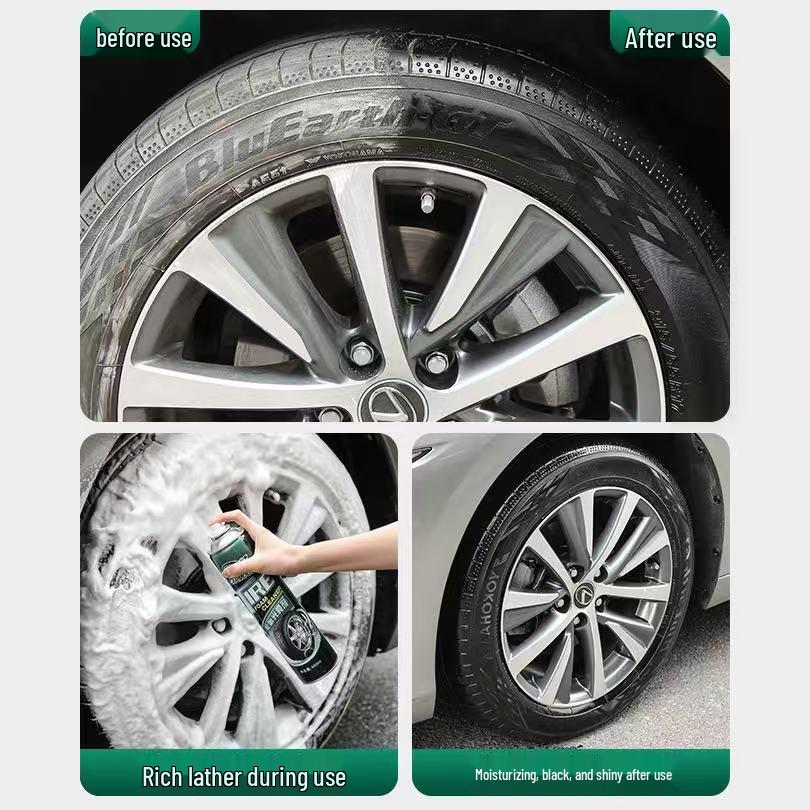 Protective Tire Wax & Foam Cleaner - Enhances Shine, Removes Stains, Anti-Aging & Dustproof Formula