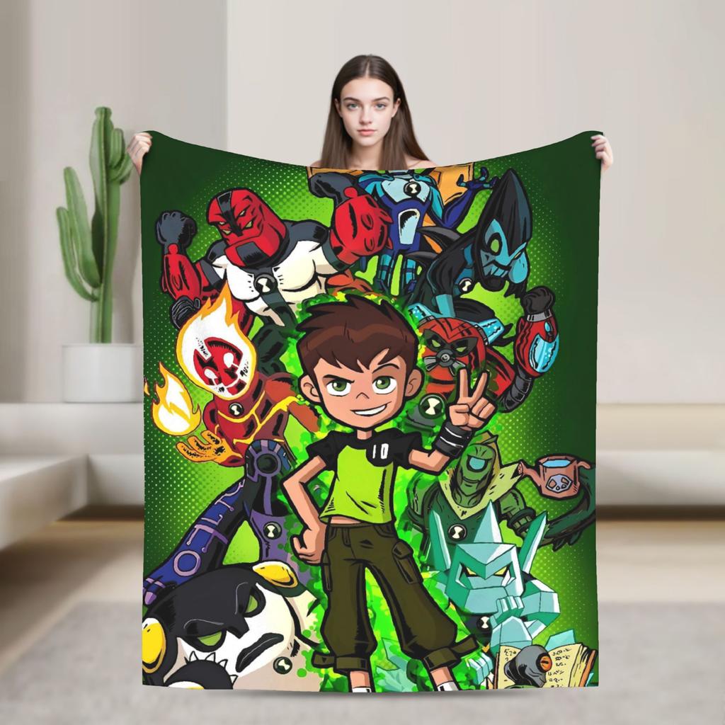 Ben 10 Alien Blanket Soft Aesthetic Plush Throw Blanket For Kids Adult Living Room Flannel Bedspread Bed Cover