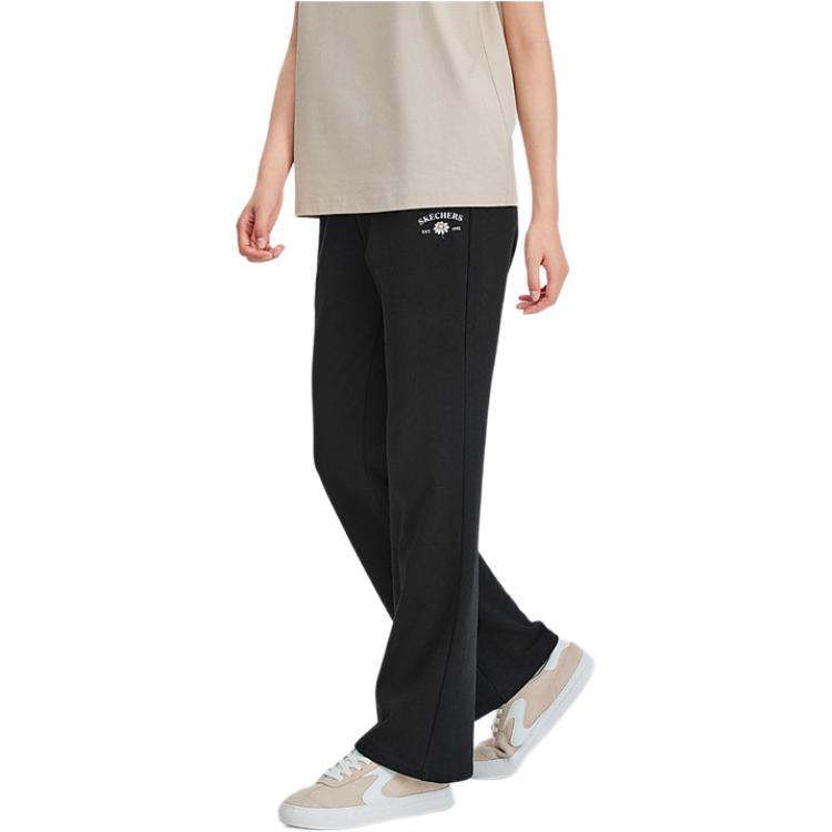 Skechers Comfortable Soft Durable Lace-Up Knitted Sports Pants Women Bottoms Carbon-Black L225W175-0018