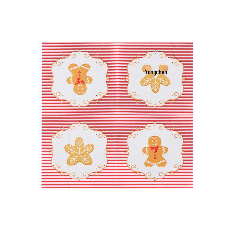 Red Striped Gingerbread Man Party Napkin for Festive Decor