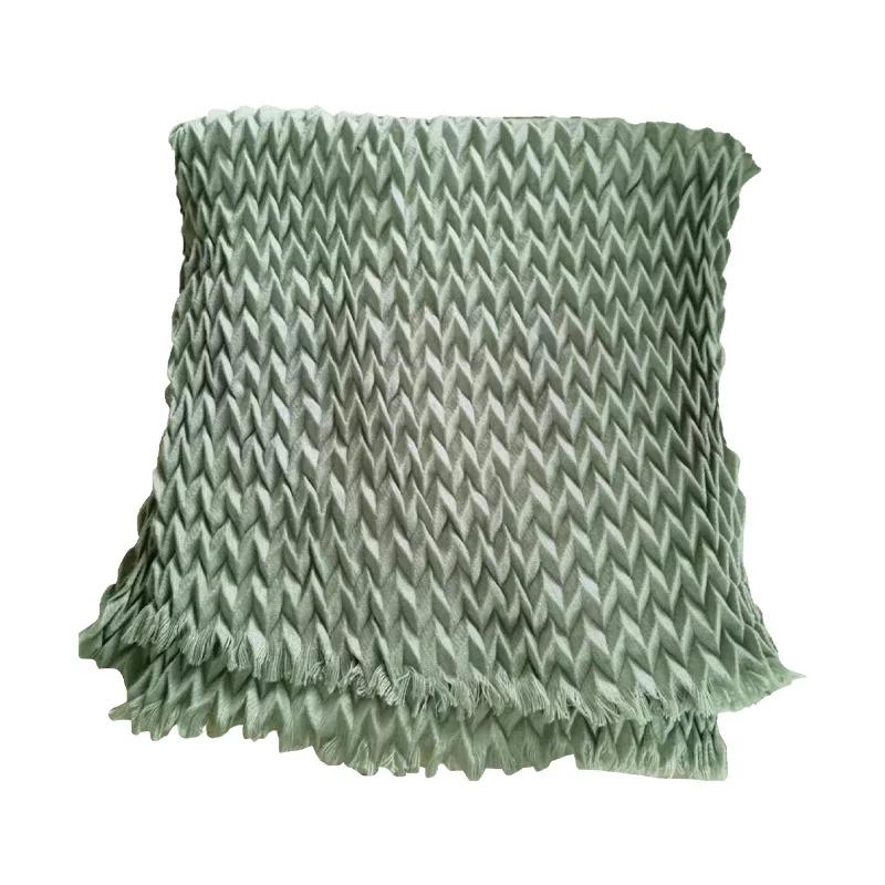 

Retro Solid Pleated Scarf Men Autumn Winter New Soft Warm Muffler Male Female Comfortable Fashion Design Thermal Wrap Gents Lady 190-70cm