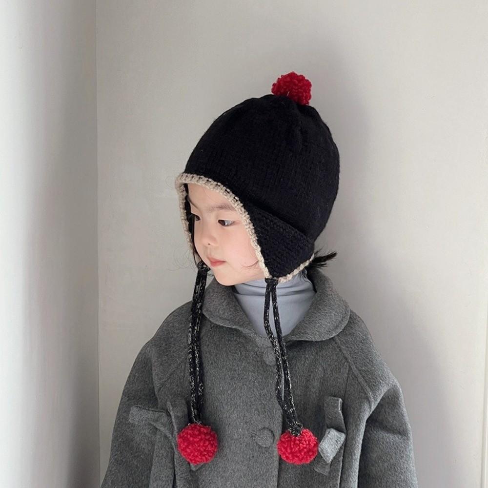 Winter Baby Beanie Cap Tassel Ear Protection Hat Sweet Baby Knitted Cap  Kids