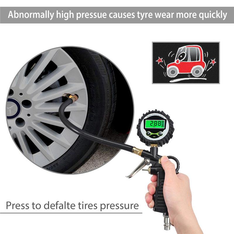 Car Tire Pressure Gauge Air Inflator EU Adapter Vehicle Tester LCD Digital Test Inflation Monitoring Manometer Motorcycle Bike