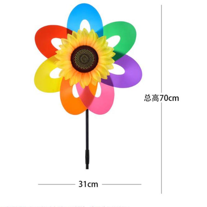 Colorful Garland Sun Flower Windmill Waterproof Outdoor Garden Decoration Site Layout Pinwheels