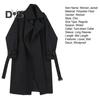 Women Windbreaker Turn-down Collar Loose Pure Color Coat Long Sleeves Belt Decor Overcoat Mid Length with Pockets Windproof Lady Jacket