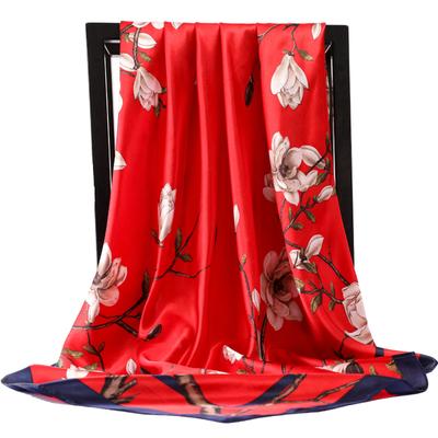 Design 90 *90cm Elegant Silk Scarf Square Satin Women Head Hair Female Office Lady Shawl Chiffon  Muffler EMA