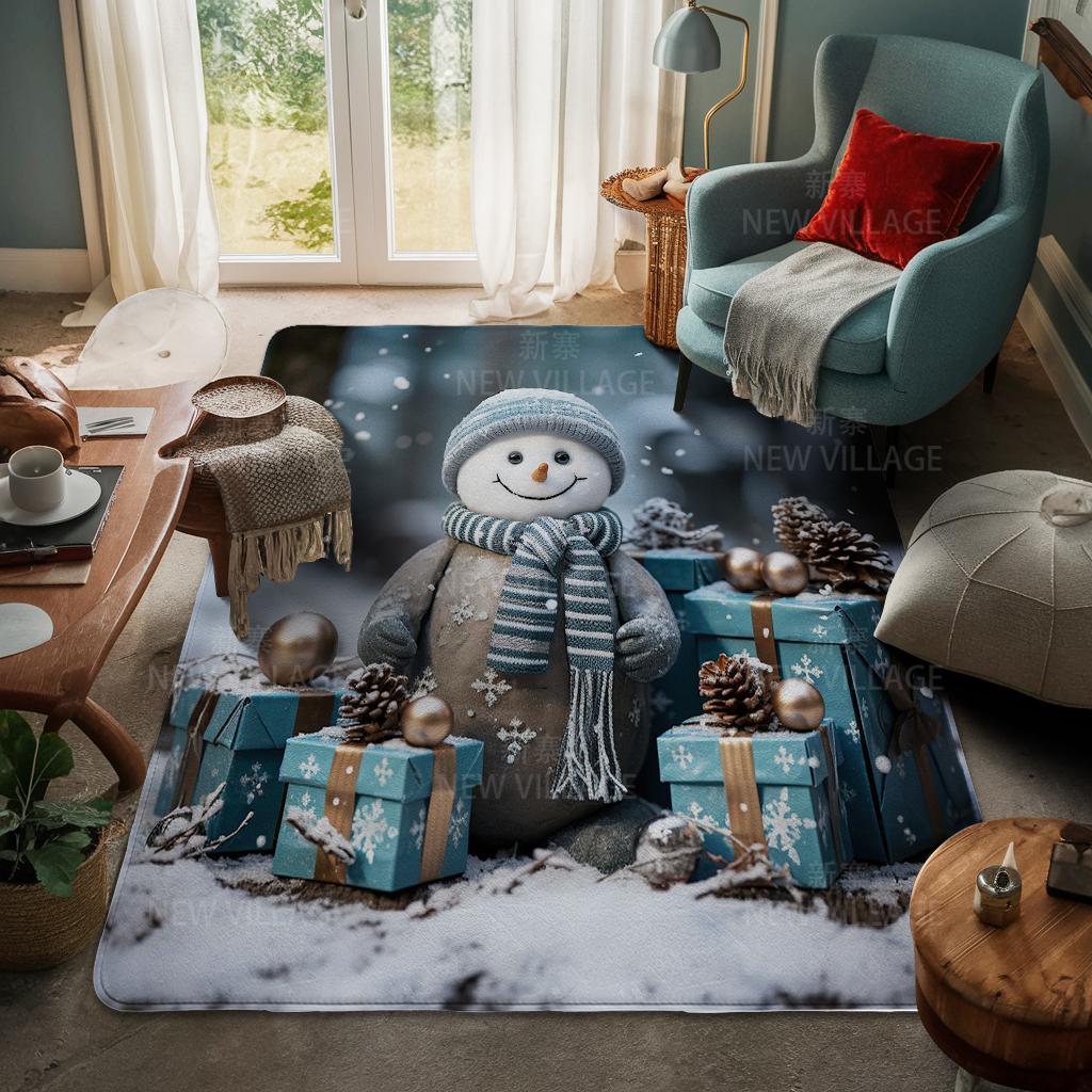 House Entrance Carpet Home Door Mat Living Room Bath Foot Bathroom Non-slip Water Absorption Rugs Bath Merry Christmas Winter