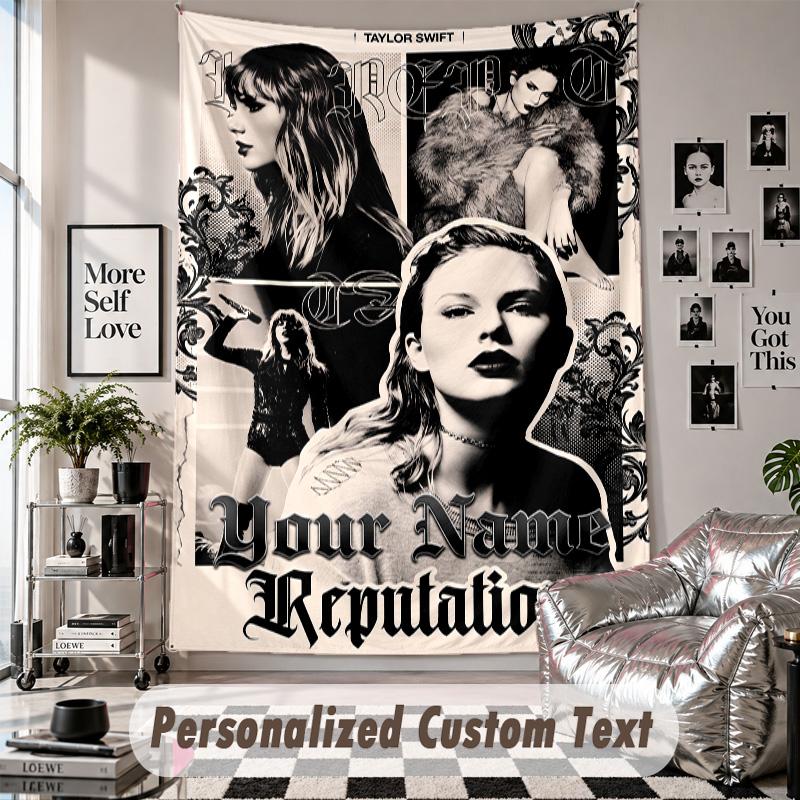 Wall Hanging Tapestry With Custom Name & Text, Taylor Swift Decorative Tapestry For Bedroom
