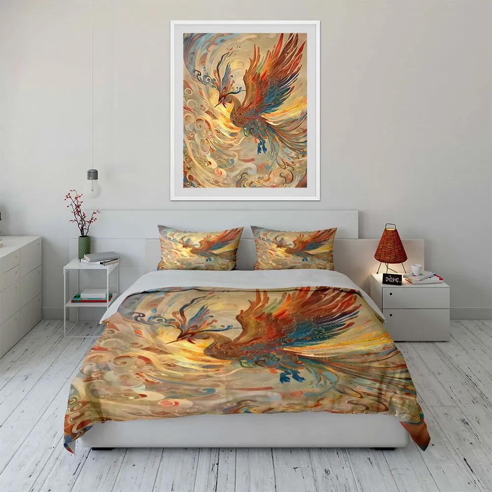 "Phoenix Artwork Set Decoration" Soft Comfortable Duvet Cover Bedding Set Included 1*Duvet Cover & 2*Pillowcases gift