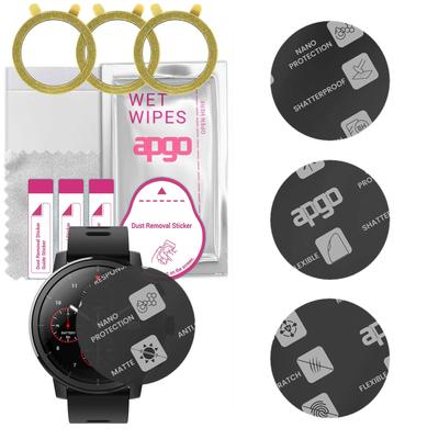 3x Apgo MATTE Hybrid Glass Screen Protector for Amazfit Stratos 2, Tempered Glass Substitute, Non-cracking