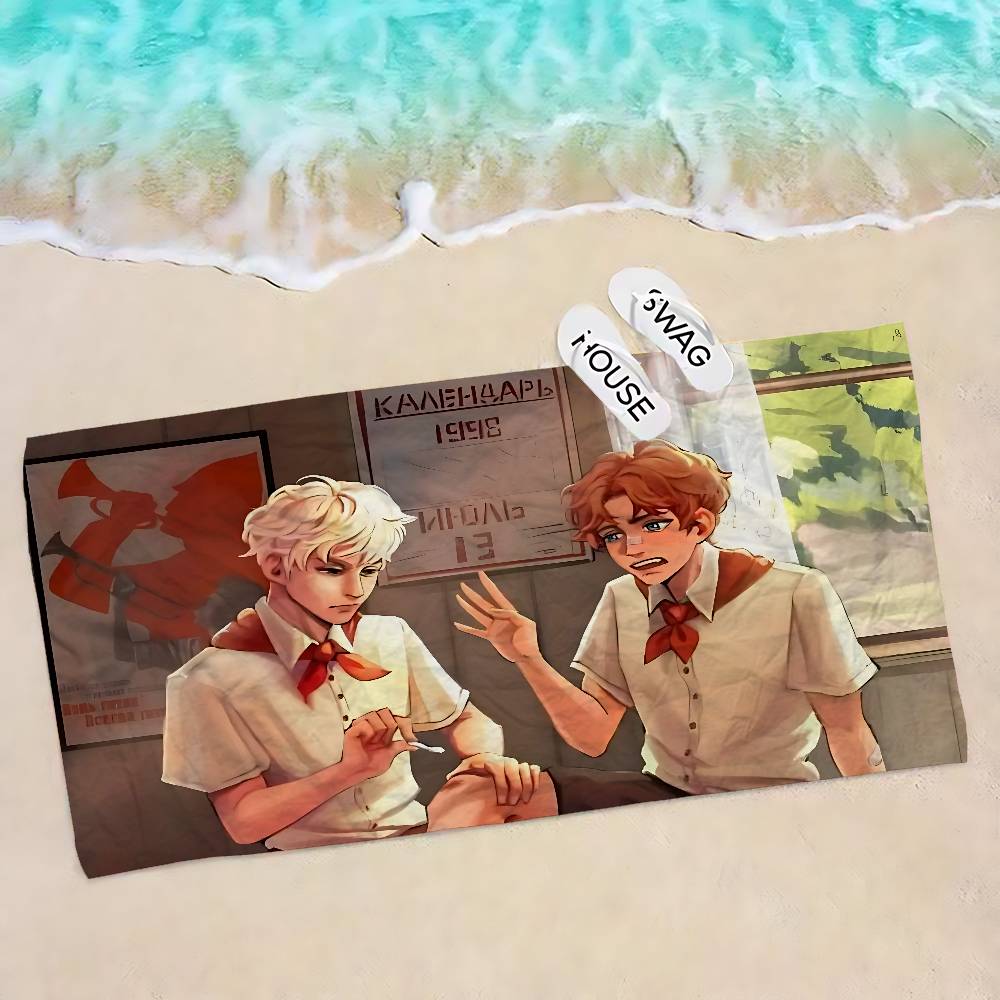 

The FoxholeS Court Anime Microfiber Blanket Quick Drying Beach Towels Oversized Printing Super Absorbent Pool Towel Blanket W40*H60(CM)