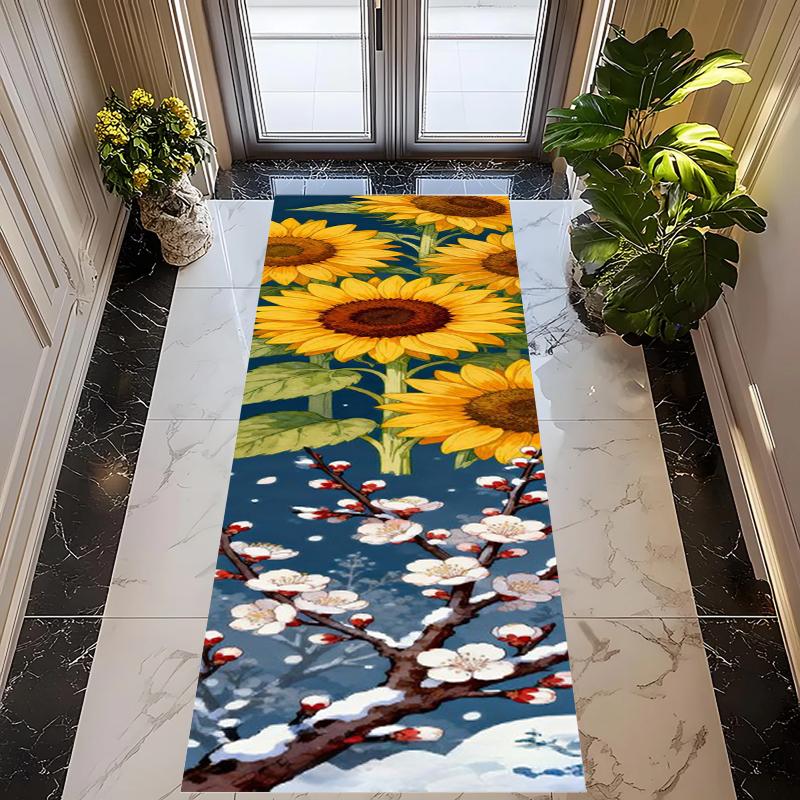 2D Effect Floral Aisle Carpet Living Room Entrance Long Decorative Floor Mat  Rugs for Bedroom Door Mat Room Decor Carpet