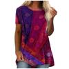 Women's Fashion Retro Round Neck Casual Digital Printing Short Sleeved T-Shirt Top