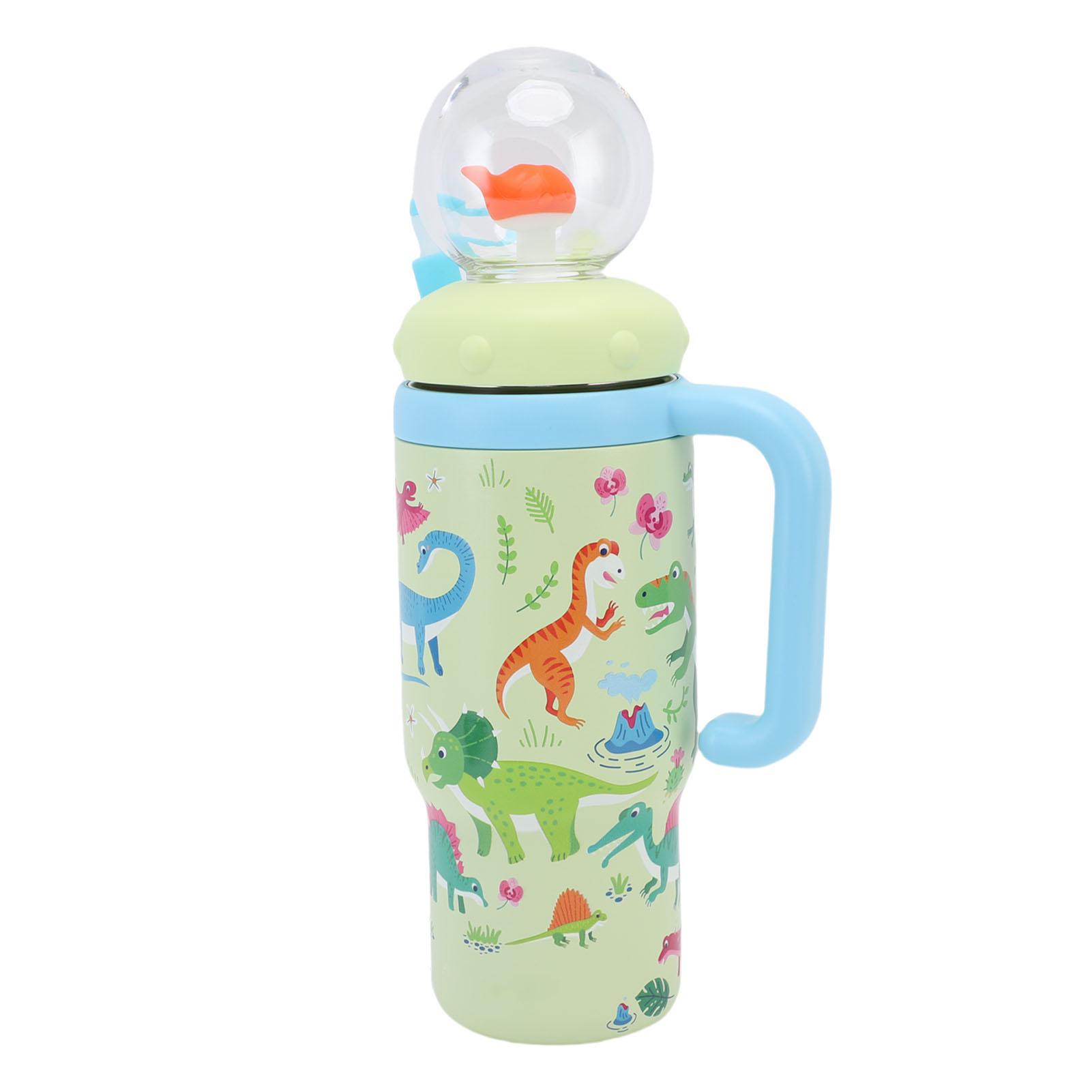 710ml Stainless Steel Whale Fountain Cup with Handle Kids Sippy Cup   Water Bottle with Lid and Straw