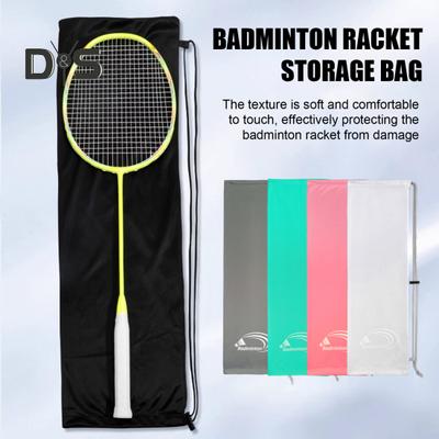 Bolsa para raqueta de bádminton, portátil, a prueba de polvo, protectora, resistente al desgarro, textura suave, gran capacidad, para 2 o 3 raquetas, correa de hombro ajustable con cordón