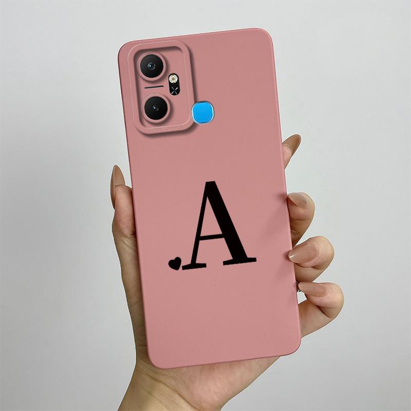 For Infinix Smart 6 Plus Case Infinix Smart6 Plus Phone Case X6823C Cute Initial Letters Square Soft Silicone Back Cover Fundas