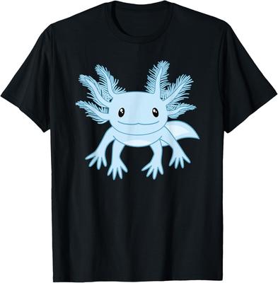 Cute Blue Axolotl Kawaii Graphic T-Shirt Soft Cotton Casual Tee for Men Women Kids