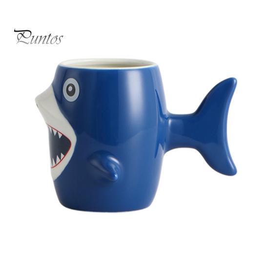

Керамическая чашка Shark для детей, мальчиков и девочек, 450 мл, кружка для горячего шоколада, какао, кофе, чая, подарок на день рождения, керамический сосуд для питья синий