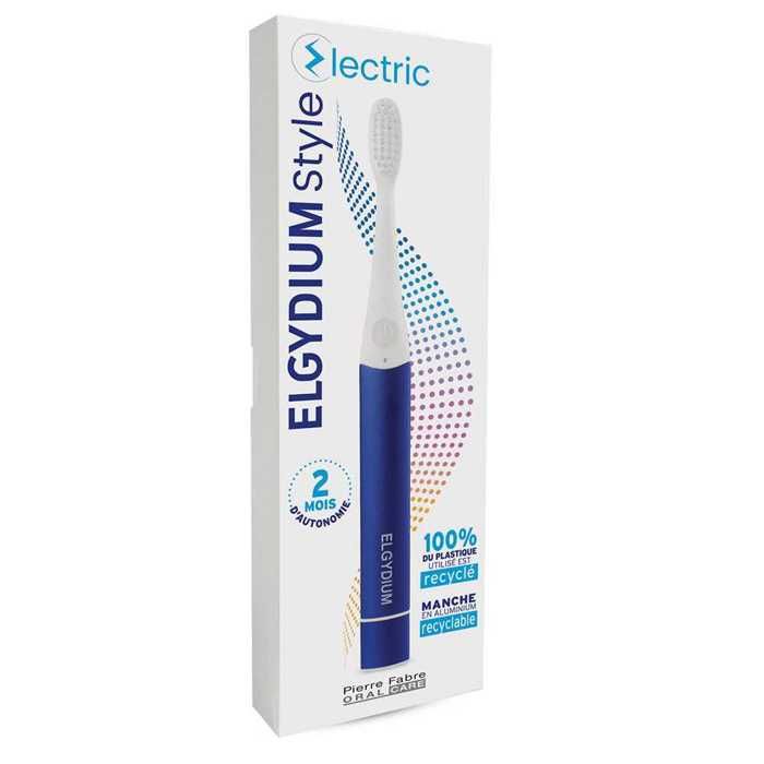 Brosse à dents électrique - ELGYDIUM - Style Recycled - Bleu - 2 modes - Rechargeable