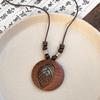 Retro Ethnic Heart Necklace: Wooden Flower Pendant Sweater Chain for Women