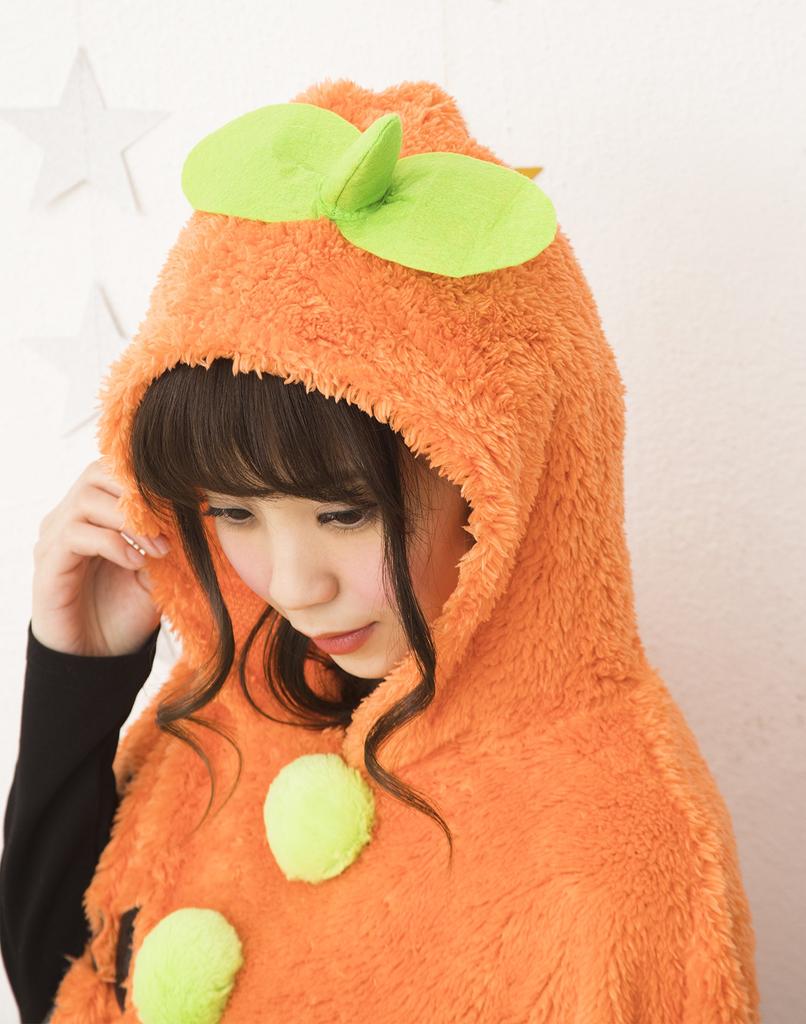 Fluffy Pumpkin Cape Costume Unisex 155cm-165cm