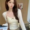 Spicy Lace Bow Cami: Backless Vest with Chest Pads, Seamless Outerwear Short Top