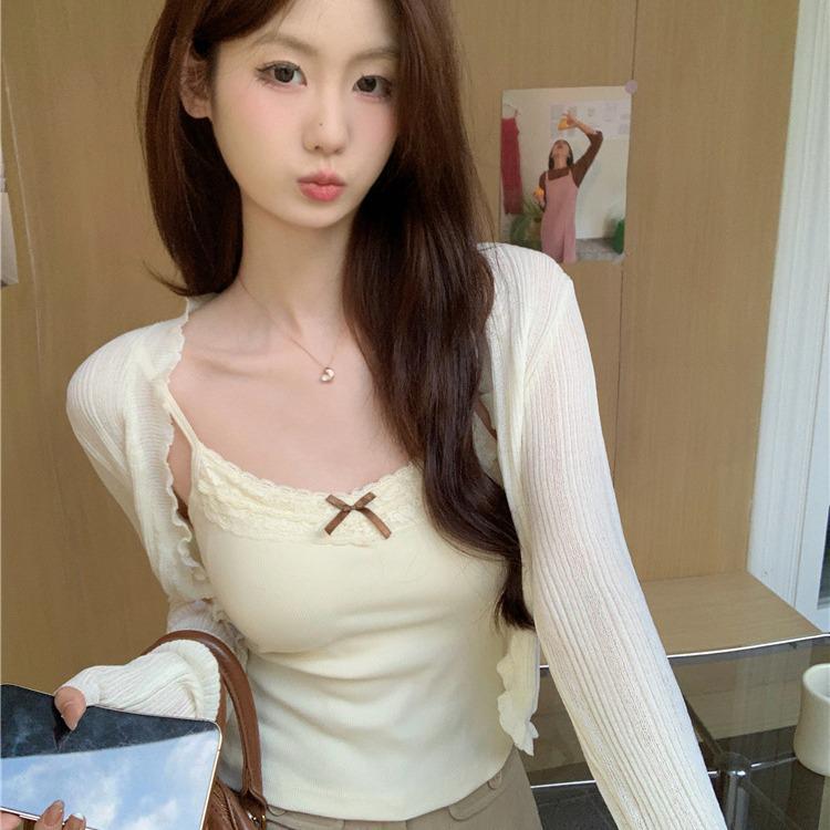 Spicy Lace Bow Cami: Backless Vest with Chest Pads, Seamless Outerwear Short Top