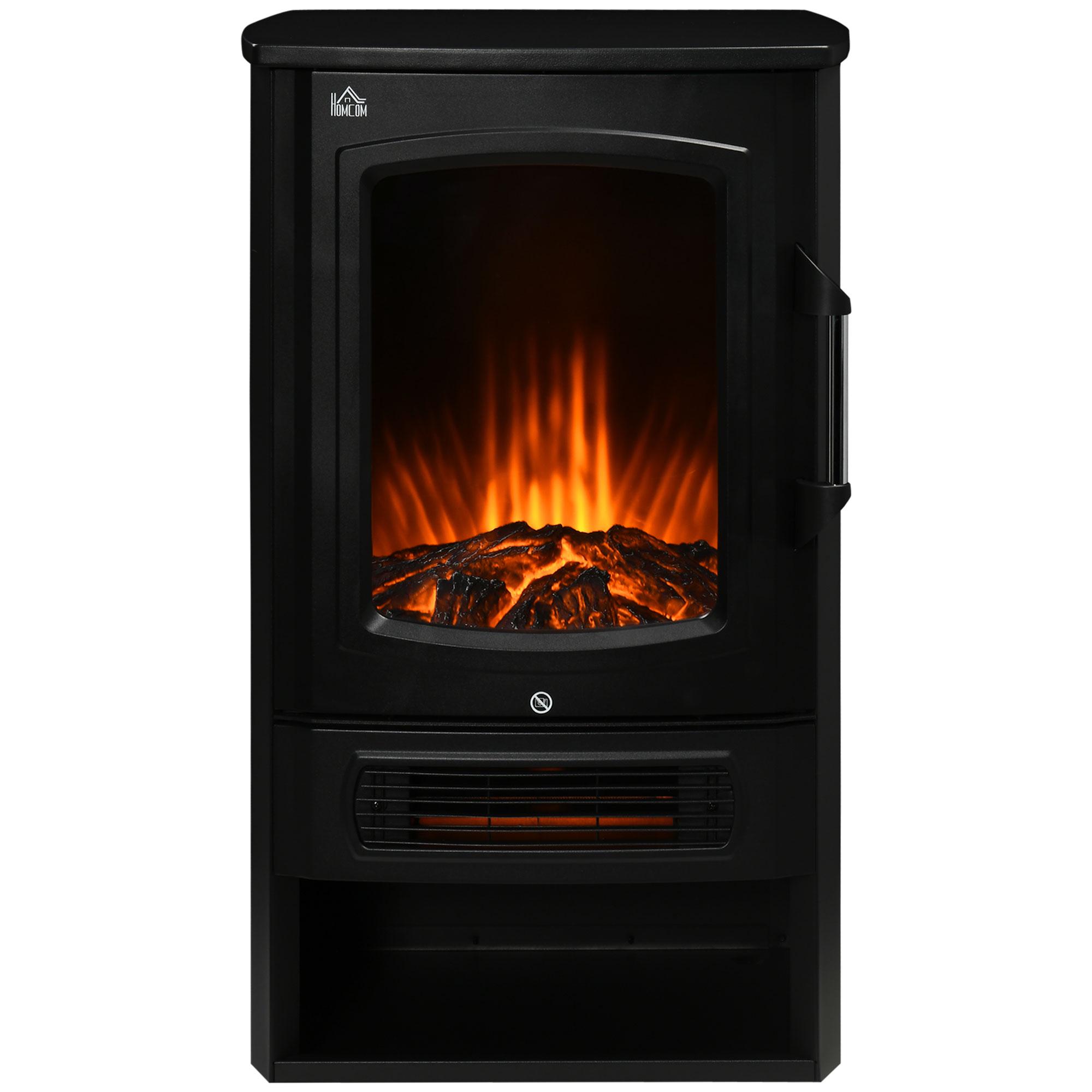 Cheminée Électrique Flammes Réalistes 2 Niveaux de Chauffage Protection Contre la Surchauffe Acier Noir 44,5 X 32 X 74 cm