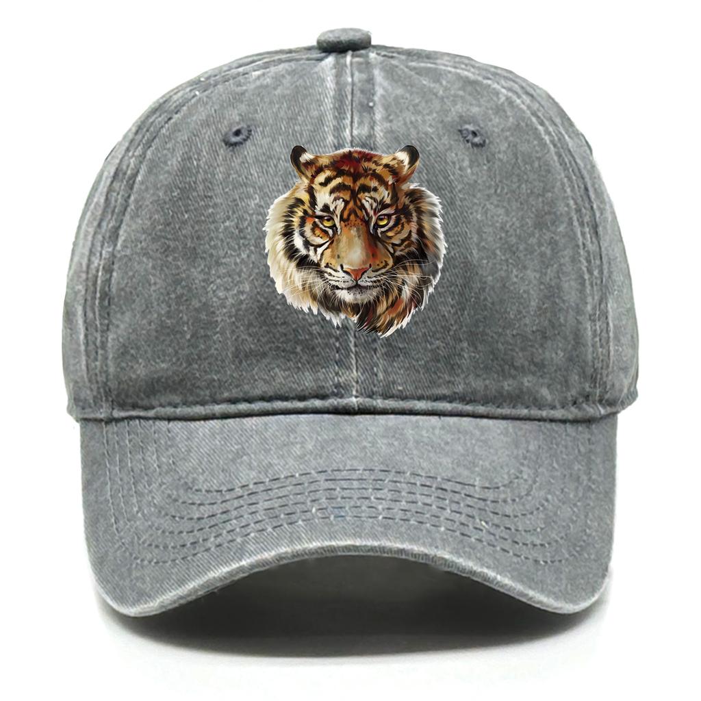 Tiger Head Print Adjustable Caps HD Animal Heads Man's Cap Casual Vintage-Inspired Snapback Baseball Hat One Size Fits All
