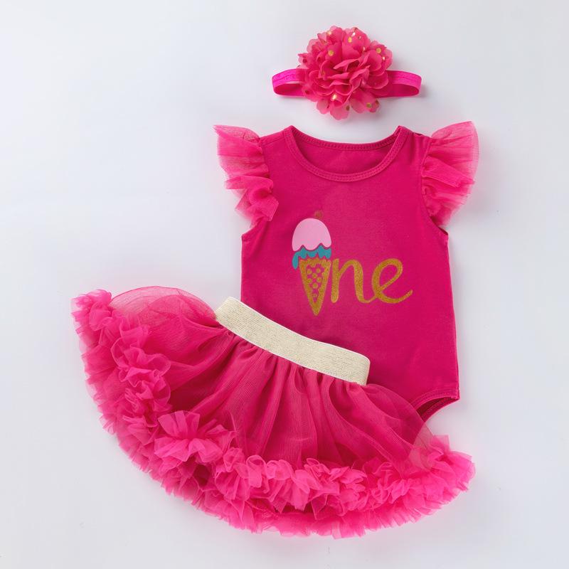1st Birthday Outfit for Baby Girls: Sleeveless Romper, Skirt, and Bottoms Set