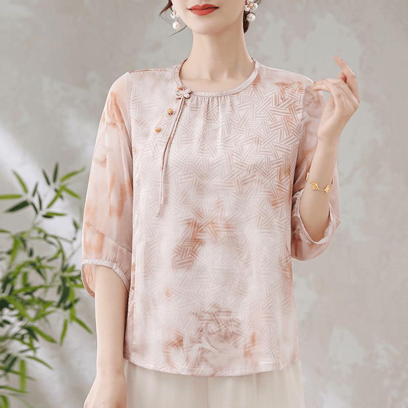 New Chinese Style Printed Blouse