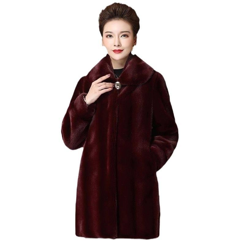Imitation Mink Coat Women's Long Winter Thickened Large Size Medium Imitation Leather Mink Velvet Jacket