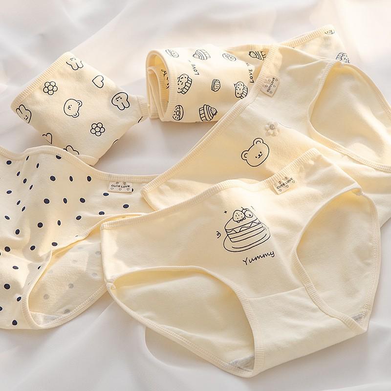 Ladies' Breathable Cartoon Cotton Underwear - Comfortable Antibacterial Waistband Triangle Pants