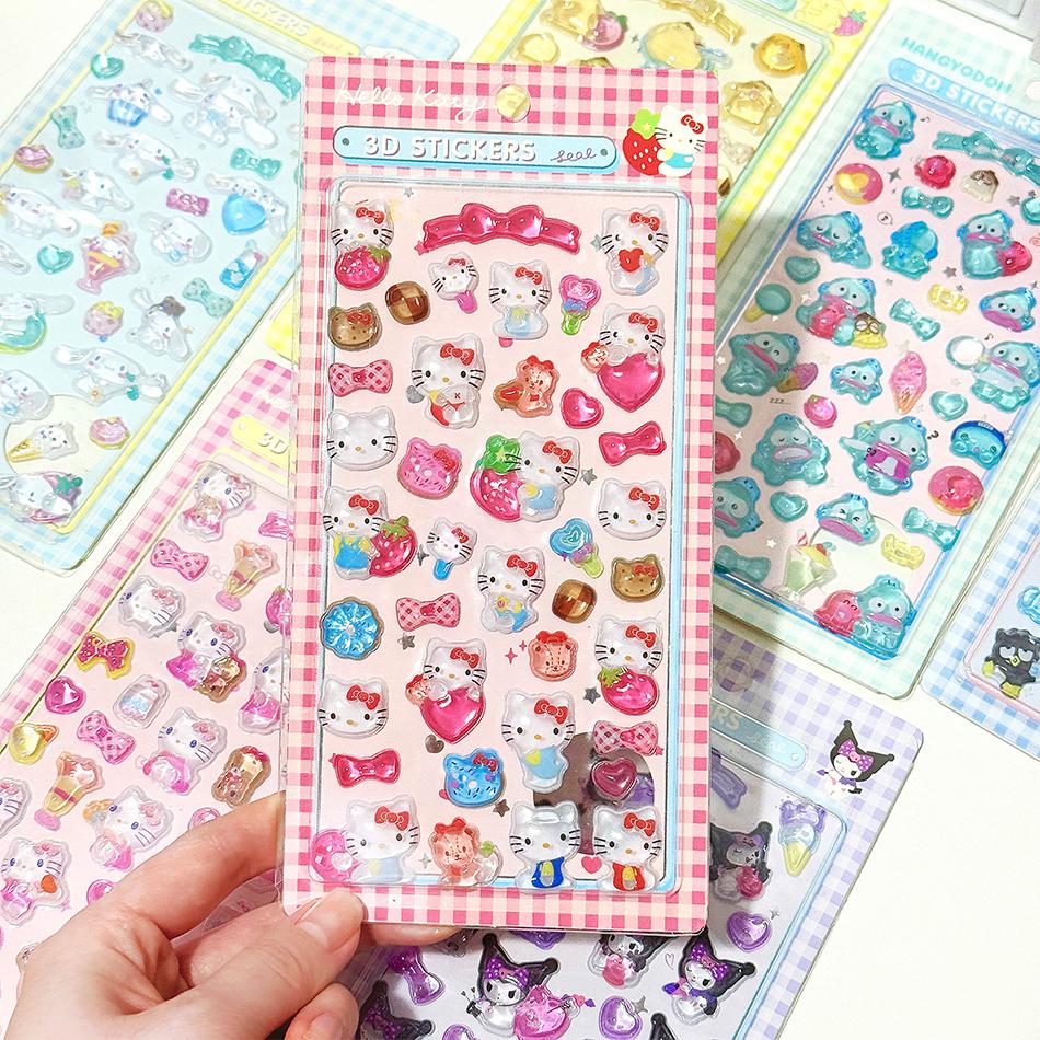 1/8Pcs 3D Sanrio Stickers Sanrio Kuromi Pochacco Hellokitty My Melody Cinnamoroll Hangyodon Case Bag Decoration Birthday Gifts