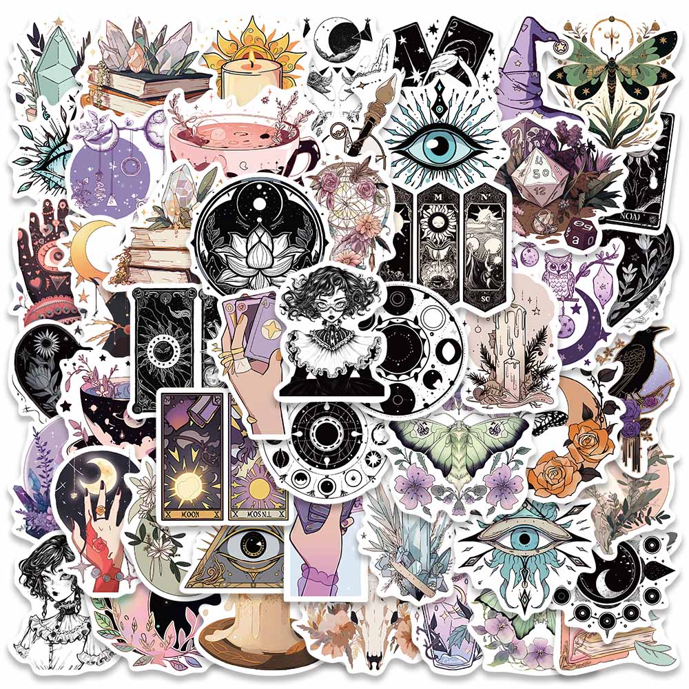 50Pcs Witchy Gothic Apothecary Tarot Witch Astrology Boho Stickers Magician Fridge Guitar Phone Bottle Graffiti Kids Sticker