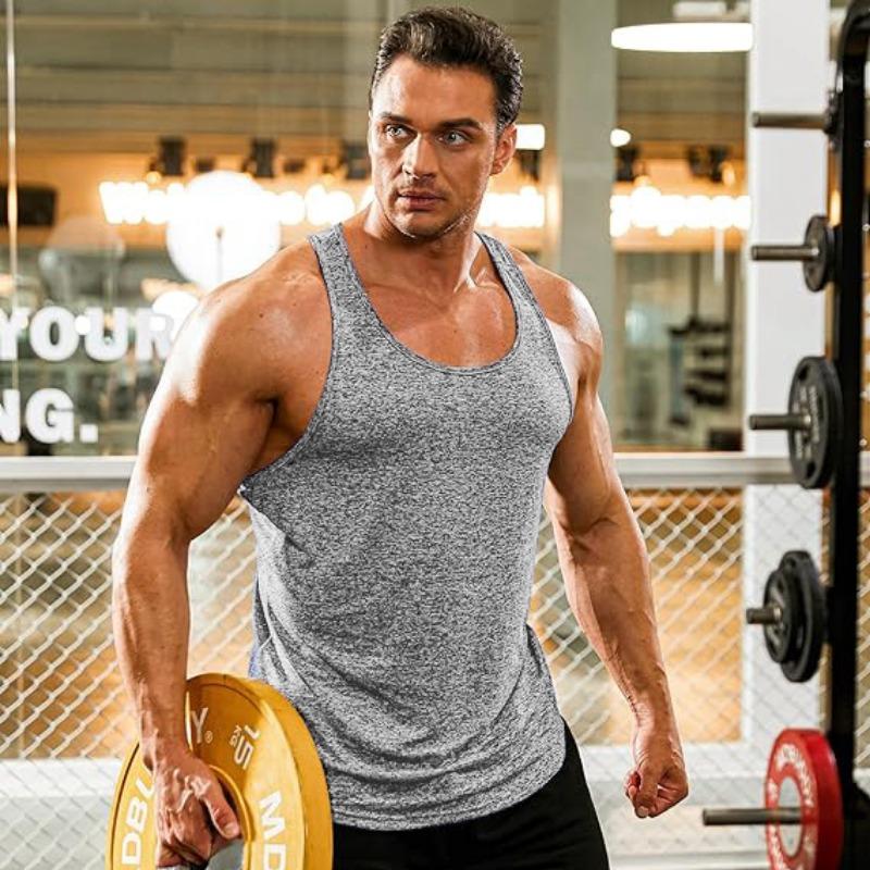 Kamizelka treningowa do ćwiczeń fitness Jednolity kolor Kamizelka w kształcie litery I Koszulki męskie